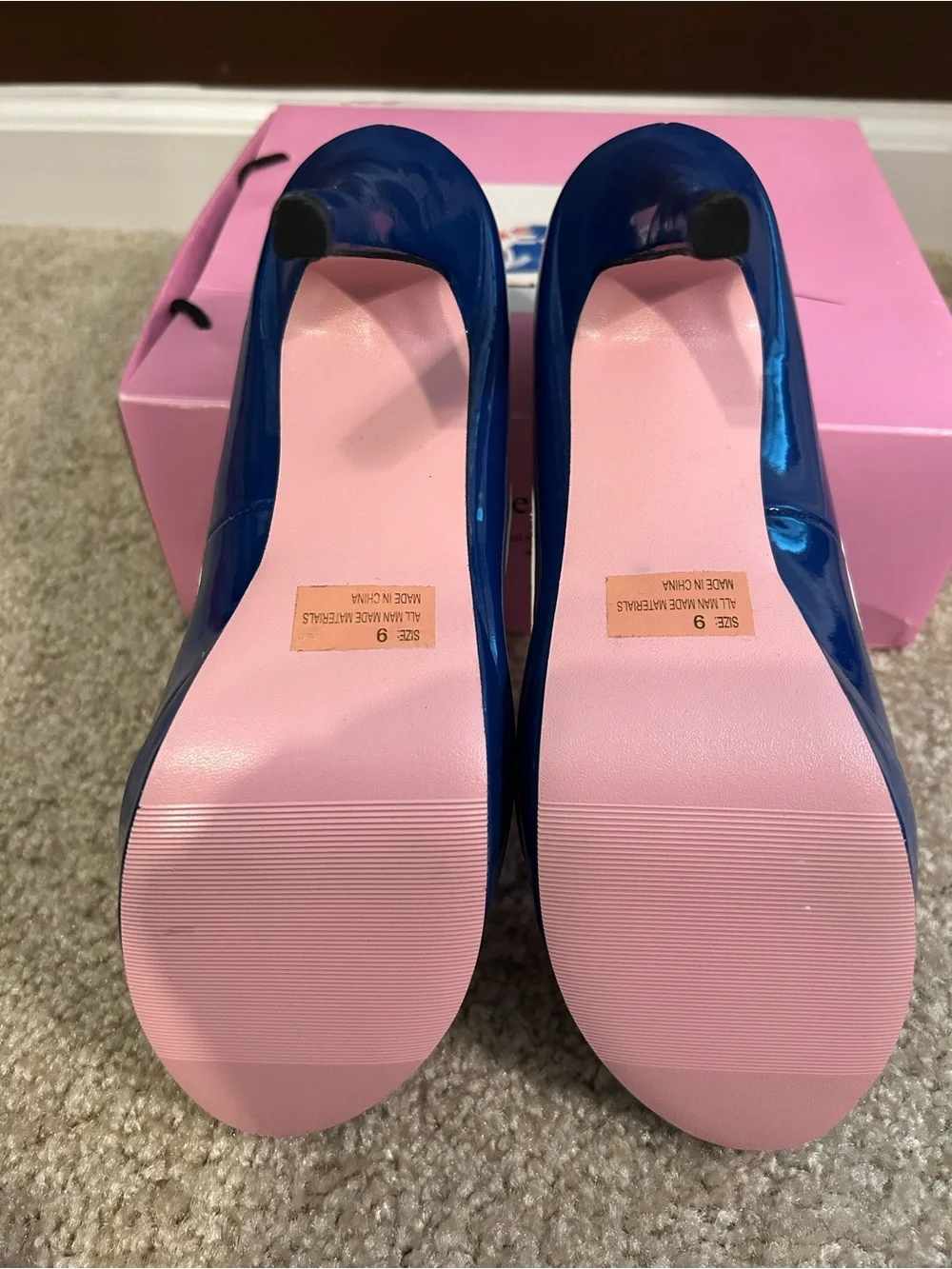 NIB Leg Avenue Nautical Platform Peep Toe Pumps Blue Patent Size 9
